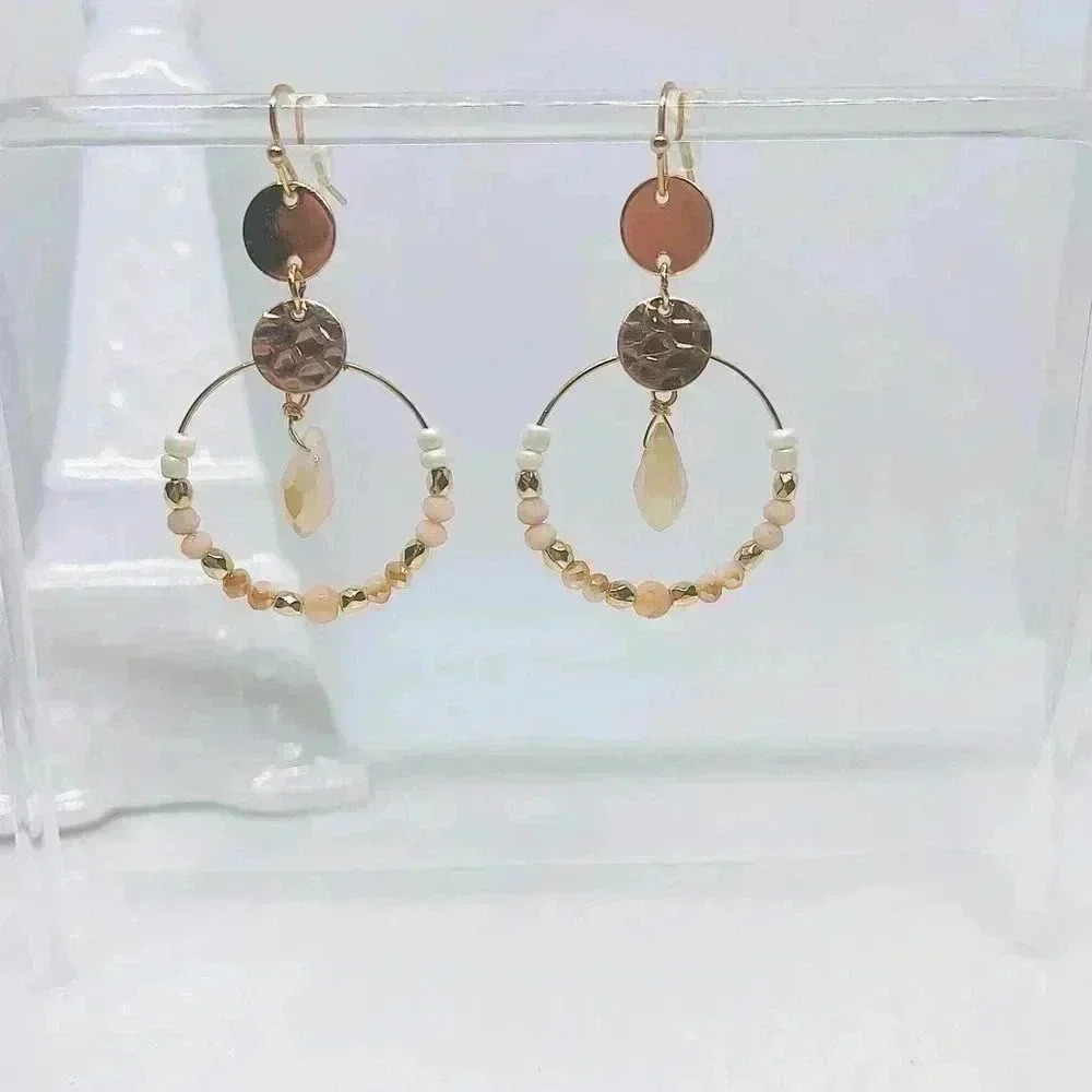 Blush Beige Beaded Earrings